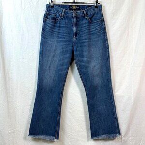 Lucky Brand Bridgette Cropped Flare Jeans Womens Sz 10/30 Medium Wash Raw Hem
